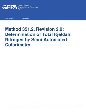 Method 351.2, Revision 2.0: Determination of Total Kjeldahl .